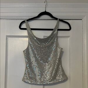 Chesley Silver Sequin Women's Top SZ L (runs small- U.S. S)